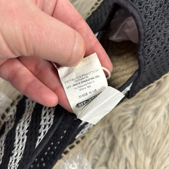 Off-White Men's 12.5 Black White Striped Open Knit Espadrille Resort Beachy Boho - Picture 5 of 9